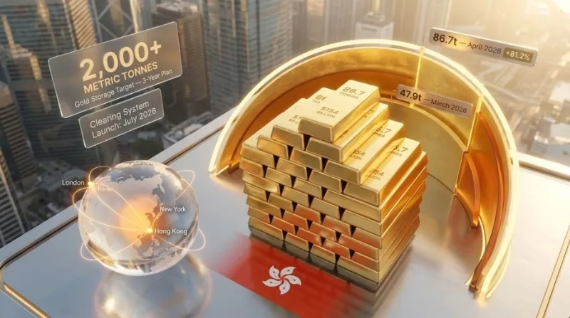 Dữ liệu th&aacute;ng 4/2026 cho thấy nhập khẩu v&agrave;ng của Trung Quốc qua Hong Kong đạt 86.7 tấn, tăng 81.2% so với 47.9 tấn th&aacute;ng 3